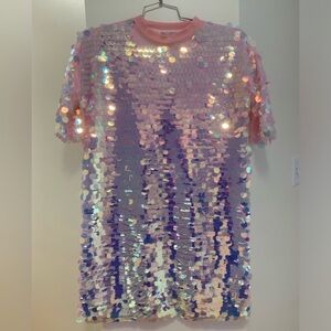Missguided Pink Sequin TShirt Dress